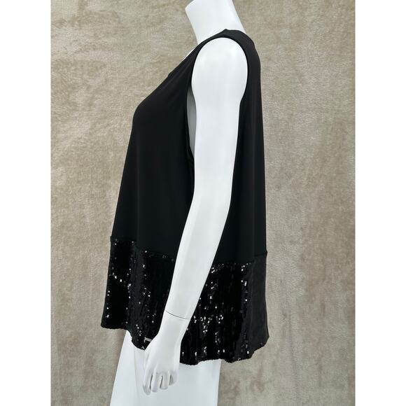 Calvin Klein Top Womens 1X Black Sleeveless Sequins‎ Party Sparkly Fairy Grunge - Picture 5 of 13